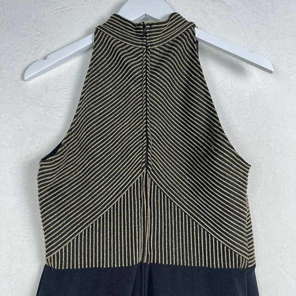 Susan Roselli Vintage 80's Glam Cocktail Fitted Maxi Gown Dress Gold Black Sz 12 - Picture 5 of 16